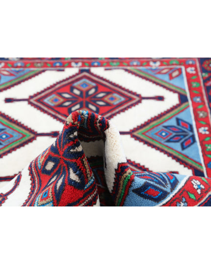 Hamadan 3' 5" X 4' 9" Hand Knotted Wool Rug 3' 5" X 4' 9" (104 X 145) / Ivory / Wool