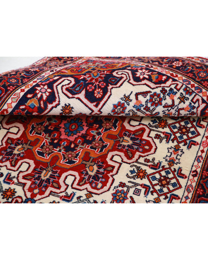 Hamadan 3' 3" X 5' 1" Hand Knotted Wool Rug 3' 3" X 5' 1" (99 X 155) / Ivory / Wool