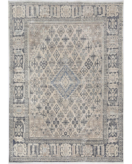 Hamadan 6' 10" X 9' 8" Hand Knotted Wool Rug 6' 10" X 9' 8" (208 X 295) / Beige / Wool