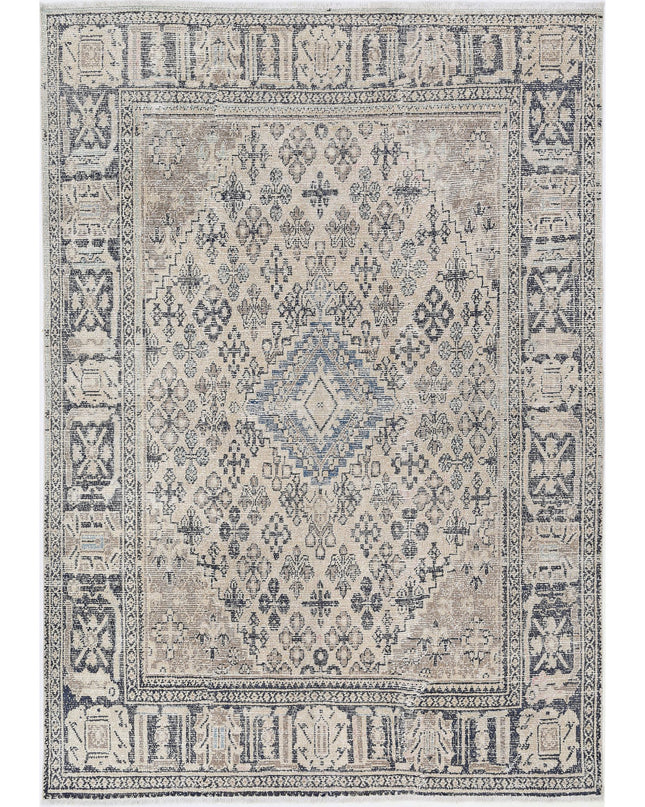 Hamadan 6' 10" X 9' 8" Hand Knotted Wool Rug 6' 10" X 9' 8" (208 X 295) / Beige / Wool