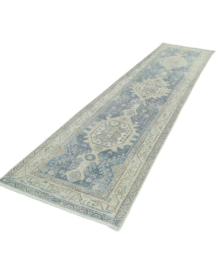 Hamadan 3' 5" X 13' 5" Hand Knotted Wool Rug 3' 5" X 13' 5" (104 X 409) / Blue / Wool