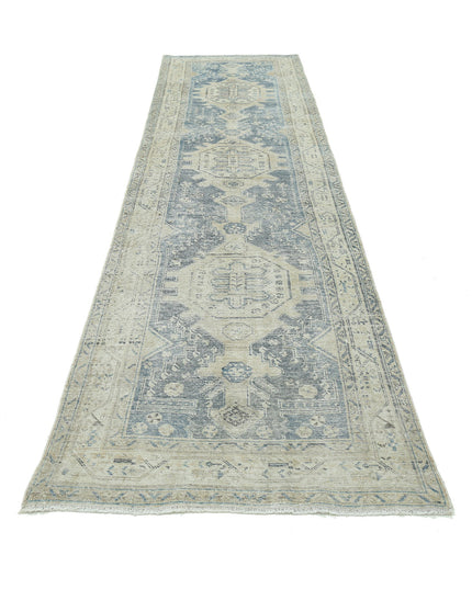 Hamadan 3' 5" X 13' 5" Hand Knotted Wool Rug 3' 5" X 13' 5" (104 X 409) / Blue / Wool