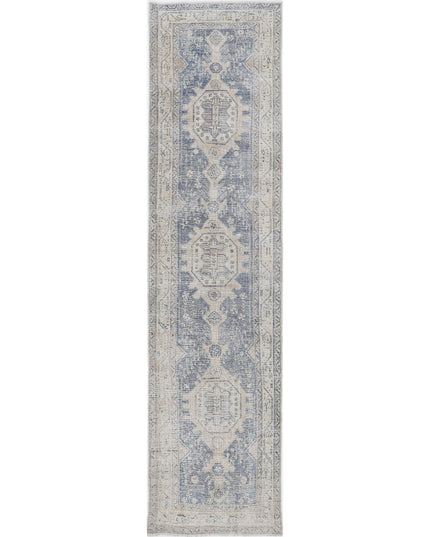 Hamadan 3' 5" X 13' 5" Hand Knotted Wool Rug 3' 5" X 13' 5" (104 X 409) / Blue / Wool