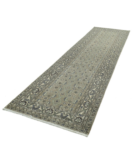 Hamadan 3' 8" X 13' 10" Hand Knotted Wool Rug 3' 8" X 13' 10" (112 X 422) / Taupe / Wool