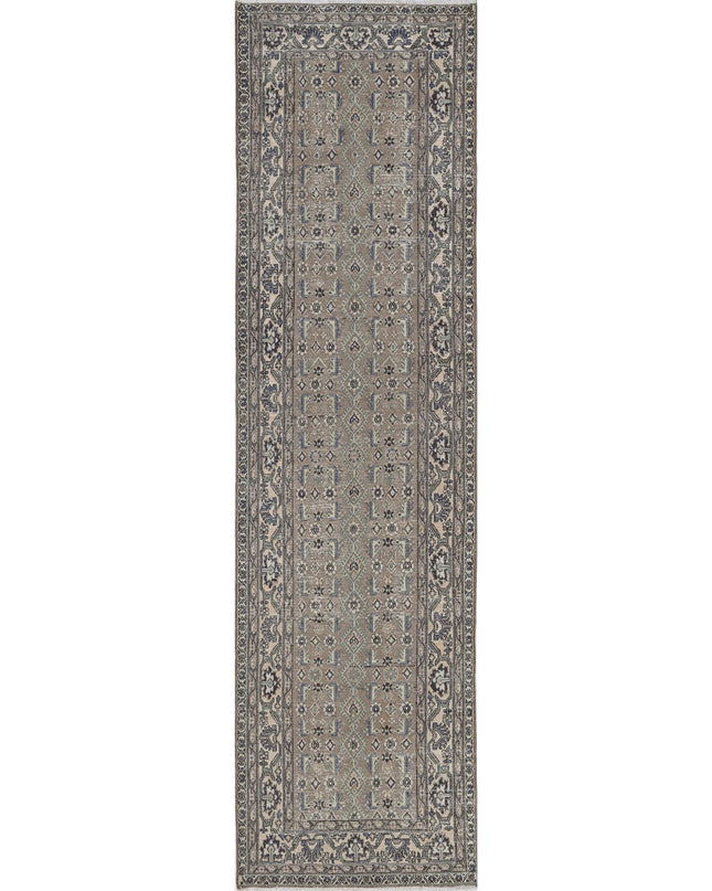 Hamadan 3' 8" X 13' 10" Hand Knotted Wool Rug 3' 8" X 13' 10" (112 X 422) / Taupe / Wool