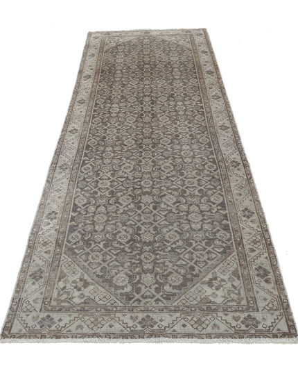 Hamadan 3' 3" X 9' 3" Hand Knotted Wool Rug 3' 3" X 9' 3" (99 X 282) / Grey / Wool