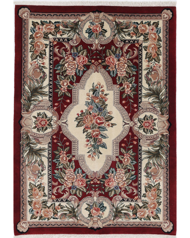 Heritage 3' 10" X 5' 8" Hand Knotted Wool Rug 3' 10" X 5' 8" (117 X 173) / Red / Wool