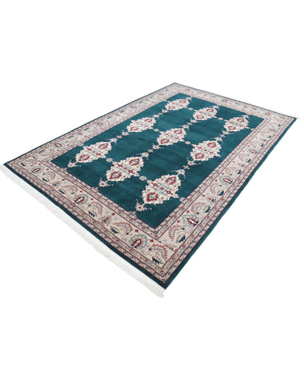 Heritage 6' 0" X 8' 11" Hand Knotted Wool Rug 6' 0" X 8' 11" (183 X 272) / Green / Wool