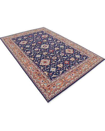 Heritage 6' 0" X 9' 0" Hand Knotted Wool Rug 6' 0" X 9' 0" (183 X 274) / Blue / Wool
