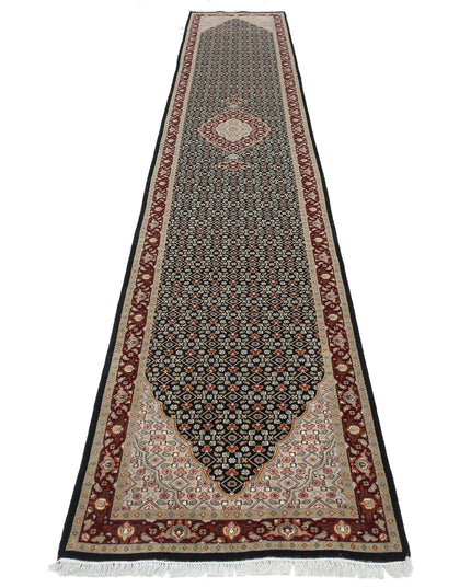 Heritage 2' 6" X 15' 8" Hand Knotted Wool & Silk Rug 2' 6" X 15' 8" (76 X 478) / Black / Wool & Silk
