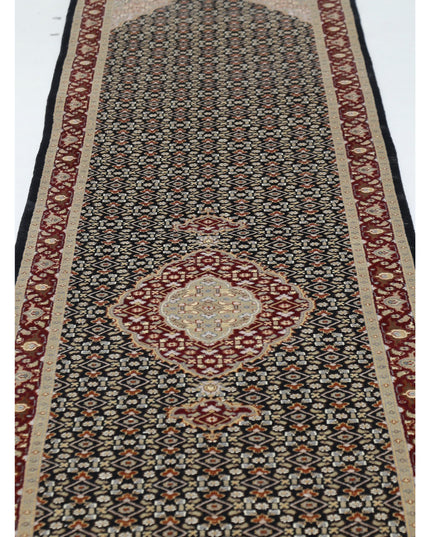 Heritage 2' 6" X 15' 8" Hand Knotted Wool & Silk Rug 2' 6" X 15' 8" (76 X 478) / Black / Wool & Silk