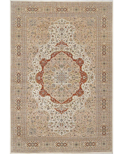 Heritage 12' 0" X 17' 10" Hand Knotted Wool & Silk Rug 12' 0" X 17' 10" (366 X 543) / Ivory / Wool & Silk