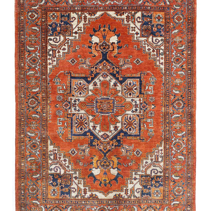 Heriz 5' 2" X 7' 0" Hand Knotted Wool Rug 5' 2" X 7' 0" (158 X 213) / Rust / Wool