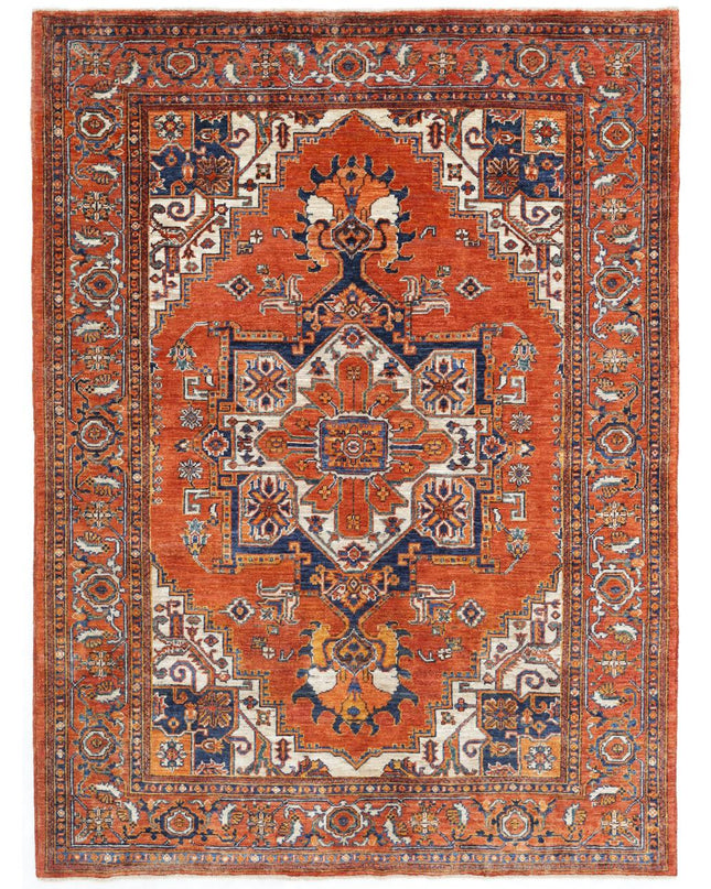 Heriz 5' 2" X 7' 0" Hand Knotted Wool Rug 5' 2" X 7' 0" (158 X 213) / Rust / Wool