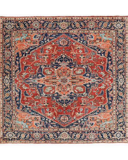 Heriz 5' 8" X 5' 11" Hand Knotted Wool Rug 5' 8" X 5' 11" (173 X 180) / Red / Wool