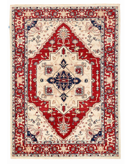 Heriz 5' 6" X 7' 10" Hand Knotted Wool Rug 5' 6" X 7' 10" (168 X 239) / Ivory / Wool