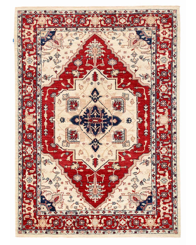 Heriz 5' 6" X 7' 10" Hand Knotted Wool Rug 5' 6" X 7' 10" (168 X 239) / Ivory / Wool