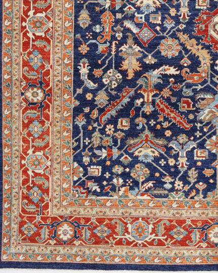 Heriz 9' 11" X 13' 11" Hand Knotted Wool Rug 9' 11" X 13' 11" (302 X 424) / Blue / Wool