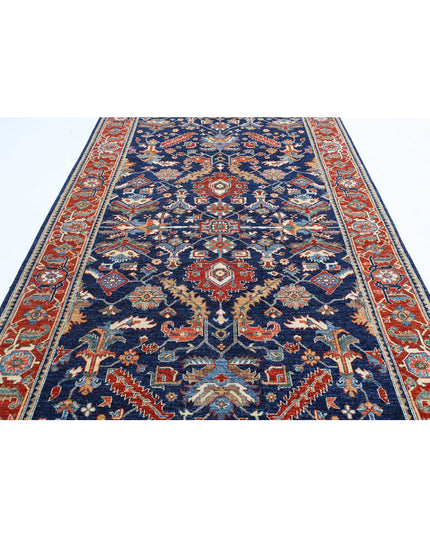 Heriz 6' 2" X 12' 7" Hand Knotted Wool Rug 6' 2" X 12' 7" (188 X 383) / Blue / Wool