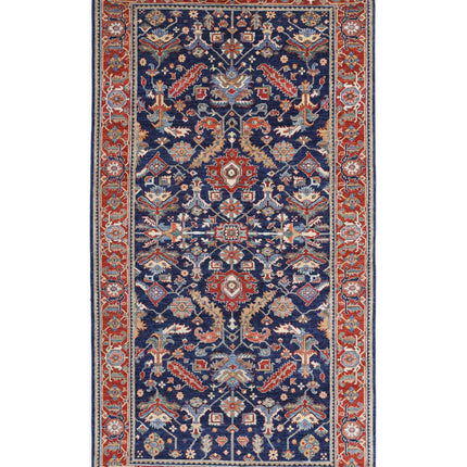 Heriz 6' 2" X 12' 7" Hand Knotted Wool Rug 6' 2" X 12' 7" (188 X 383) / Blue / Wool