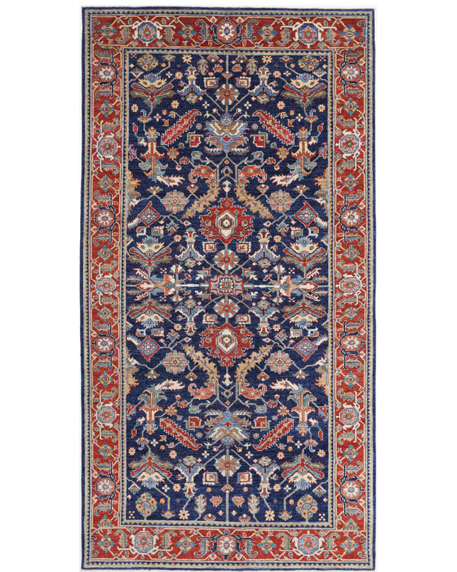 Heriz 6' 2" X 12' 7" Hand Knotted Wool Rug 6' 2" X 12' 7" (188 X 383) / Blue / Wool
