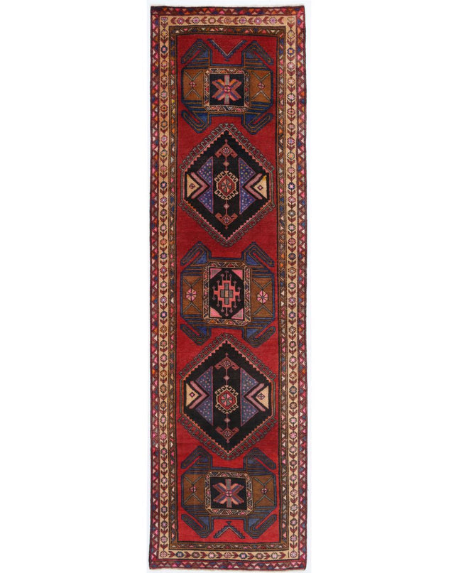 Heriz 3' 8" X 13' 2" Hand Knotted Wool Rug 3' 8" X 13' 2" (112 X 401) / Red / Wool