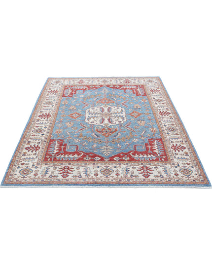Heriz 5' 2" X 6' 9" Hand Knotted Wool Rug 5' 2" X 6' 9" (158 X 206) / Blue / Wool