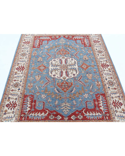 Heriz 5' 2" X 6' 9" Hand Knotted Wool Rug 5' 2" X 6' 9" (158 X 206) / Blue / Wool