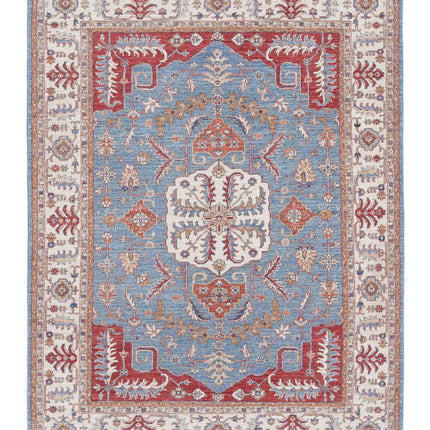Heriz 5' 2" X 6' 9" Hand Knotted Wool Rug 5' 2" X 6' 9" (158 X 206) / Blue / Wool