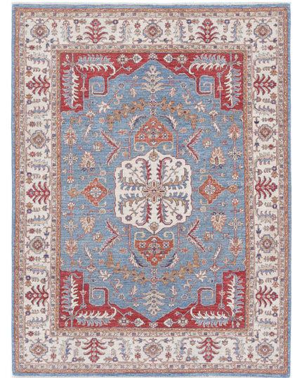 Heriz 5' 2" X 6' 9" Hand Knotted Wool Rug 5' 2" X 6' 9" (158 X 206) / Blue / Wool