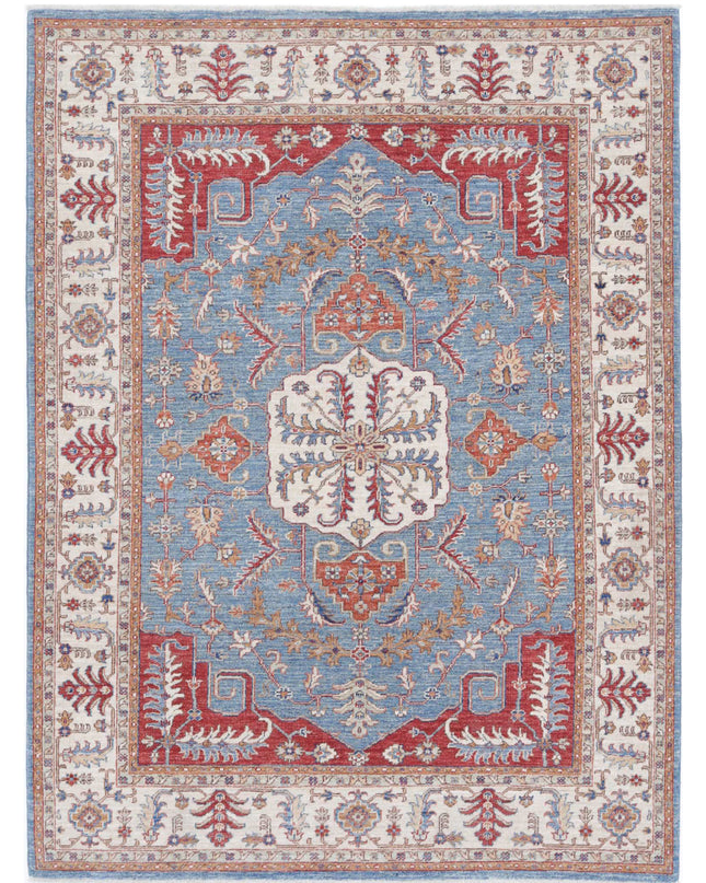 Heriz 5' 2" X 6' 9" Hand Knotted Wool Rug 5' 2" X 6' 9" (158 X 206) / Blue / Wool