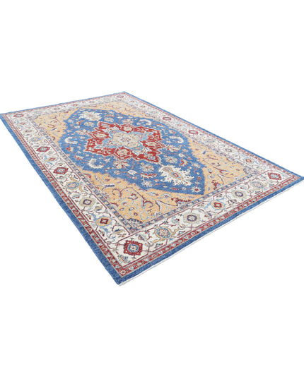 Heriz 6' 7" X 9' 11" Hand Knotted Wool Rug 6' 7" X 9' 11" (201 X 302) / Blue / Wool