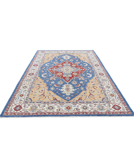Heriz 6' 7" X 9' 11" Hand Knotted Wool Rug 6' 7" X 9' 11" (201 X 302) / Blue / Wool