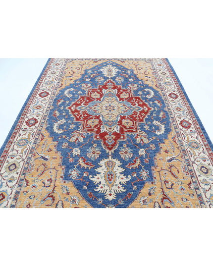 Heriz 6' 7" X 9' 11" Hand Knotted Wool Rug 6' 7" X 9' 11" (201 X 302) / Blue / Wool