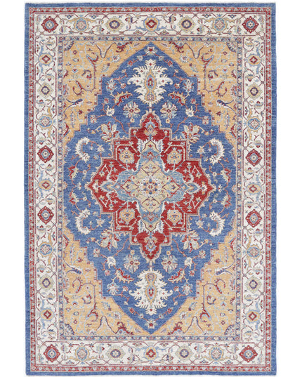 Heriz 6' 7" X 9' 11" Hand Knotted Wool Rug 6' 7" X 9' 11" (201 X 302) / Blue / Wool
