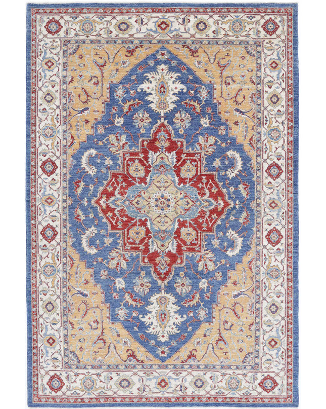 Heriz 6' 7" X 9' 11" Hand Knotted Wool Rug 6' 7" X 9' 11" (201 X 302) / Blue / Wool