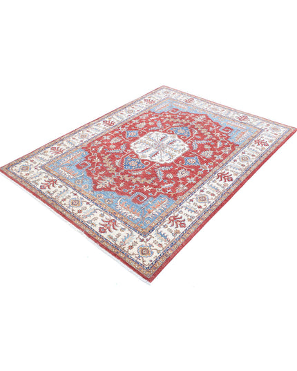 Heriz 4' 9" X 6' 5" Hand Knotted Wool Rug 4' 9" X 6' 5" (145 X 196) / Red / Wool