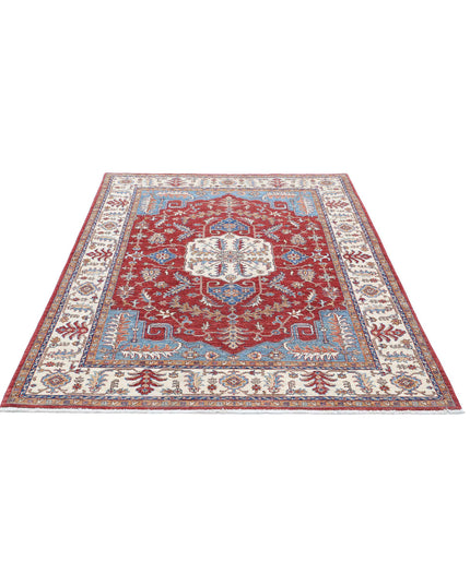 Heriz 4' 9" X 6' 5" Hand Knotted Wool Rug 4' 9" X 6' 5" (145 X 196) / Red / Wool