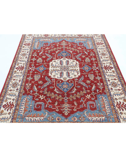 Heriz 4' 9" X 6' 5" Hand Knotted Wool Rug 4' 9" X 6' 5" (145 X 196) / Red / Wool