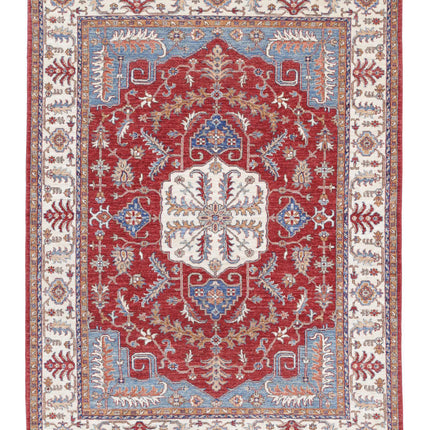 Heriz 4' 9" X 6' 5" Hand Knotted Wool Rug 4' 9" X 6' 5" (145 X 196) / Red / Wool