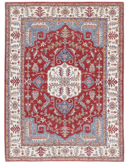 Heriz 4' 9" X 6' 5" Hand Knotted Wool Rug 4' 9" X 6' 5" (145 X 196) / Red / Wool