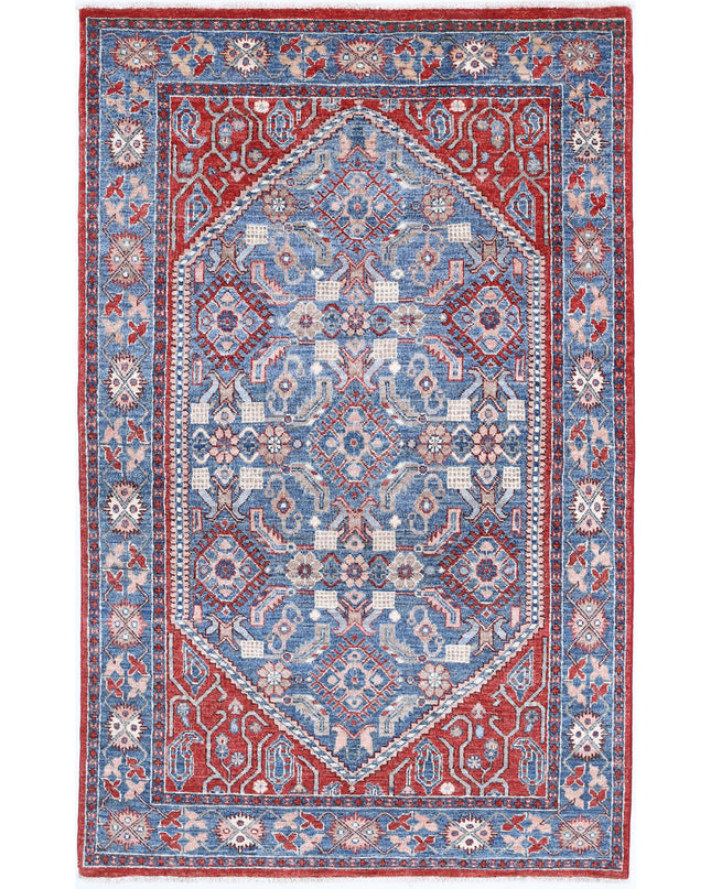 Heriz 3' 8" X 6' 2" Hand Knotted Wool Rug 3' 8" X 6' 2" (112 X 188) / Red / Wool