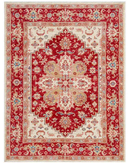 Heriz 5' 0" X 6' 5" Hand Knotted Wool Rug 5' 0" X 6' 5" (152 X 196) / Ivory / Wool