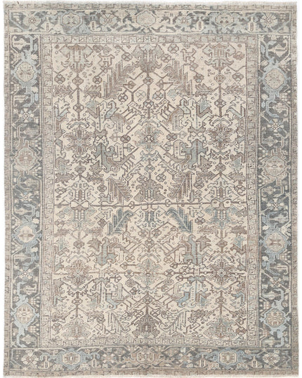 Heriz 6' 10" X 8' 4" Hand Knotted Wool Rug 6' 10" X 8' 4" (208 X 254) / Ivory / Wool