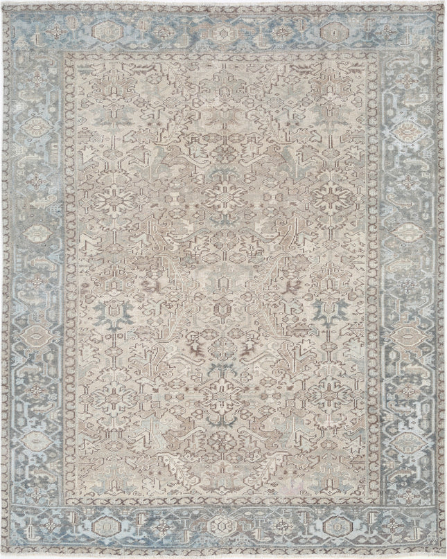 Heriz 7' 0" X 8' 11" Hand Knotted Wool Rug 7' 0" X 8' 11" (213 X 272) / Taupe / Wool