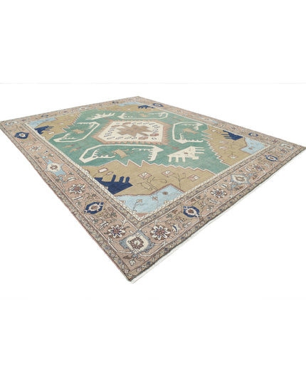 Heriz 11' 10" X 14' 6" Hand Knotted Wool Rug 11' 10" X 14' 6" (361 X 442) / Green / Wool