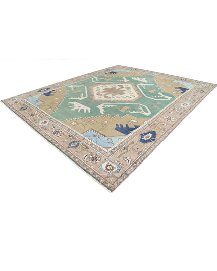 Heriz 11' 10" X 14' 6" Hand Knotted Wool Rug 11' 10" X 14' 6" (361 X 442) / Green / Wool