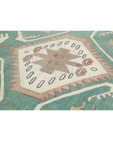 Heriz 11' 10" X 14' 6" Hand Knotted Wool Rug 11' 10" X 14' 6" (361 X 442) / Green / Wool