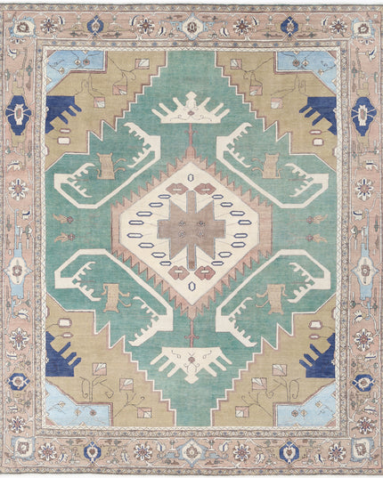 Heriz 11' 10" X 14' 6" Hand Knotted Wool Rug 11' 10" X 14' 6" (361 X 442) / Green / Wool