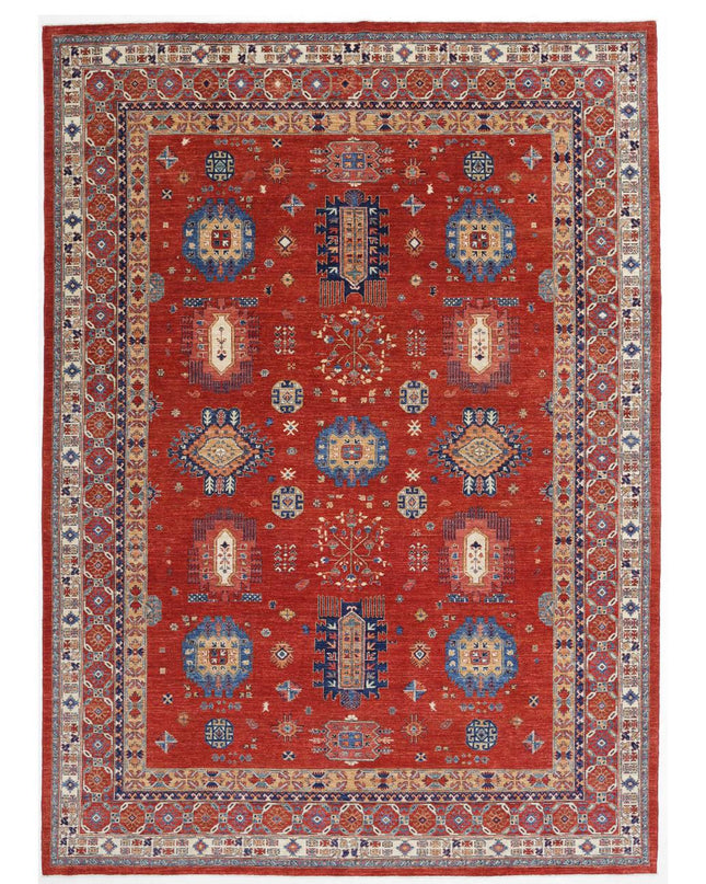Humna 10' 0" X 13' 7" Hand Knotted Wool Rug 10' 0" X 13' 7" (305 X 414) / Red / Wool